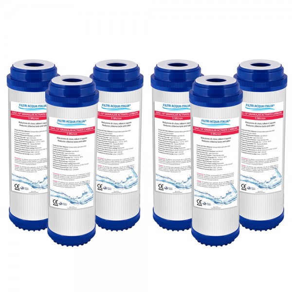 Cartuccia Carbone Attivo Granulare GAC 10" Micron 5 Set 6 Pz