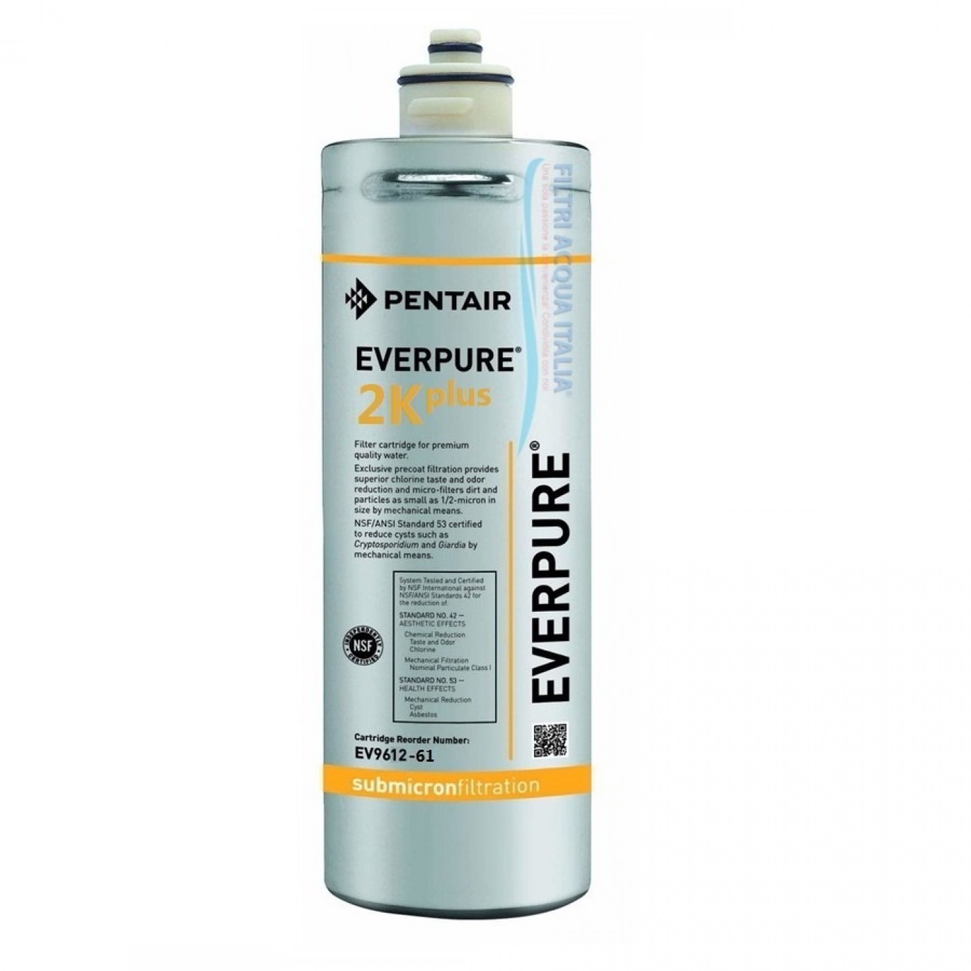 MICROFILTRAZIONE ACQUA EVERPURE KIT 2K PLUS TESTA QL2B CONTALITRI E RUBINETTO