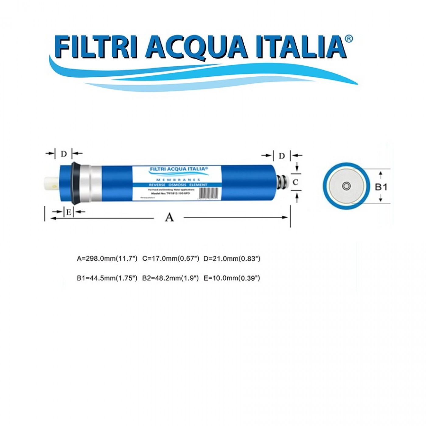 Membrana TW30-1812-75 GPD