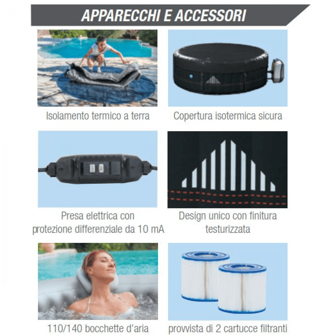 Piscina idromassaggio gonfiabile Rotonda Montana 4 Posti da esterno 175x175 Netspa