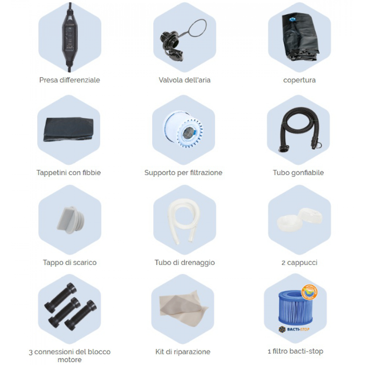 Piscina idromassaggio gonfiabile Python 5/6 Posti da esterno 195x195 Netspa