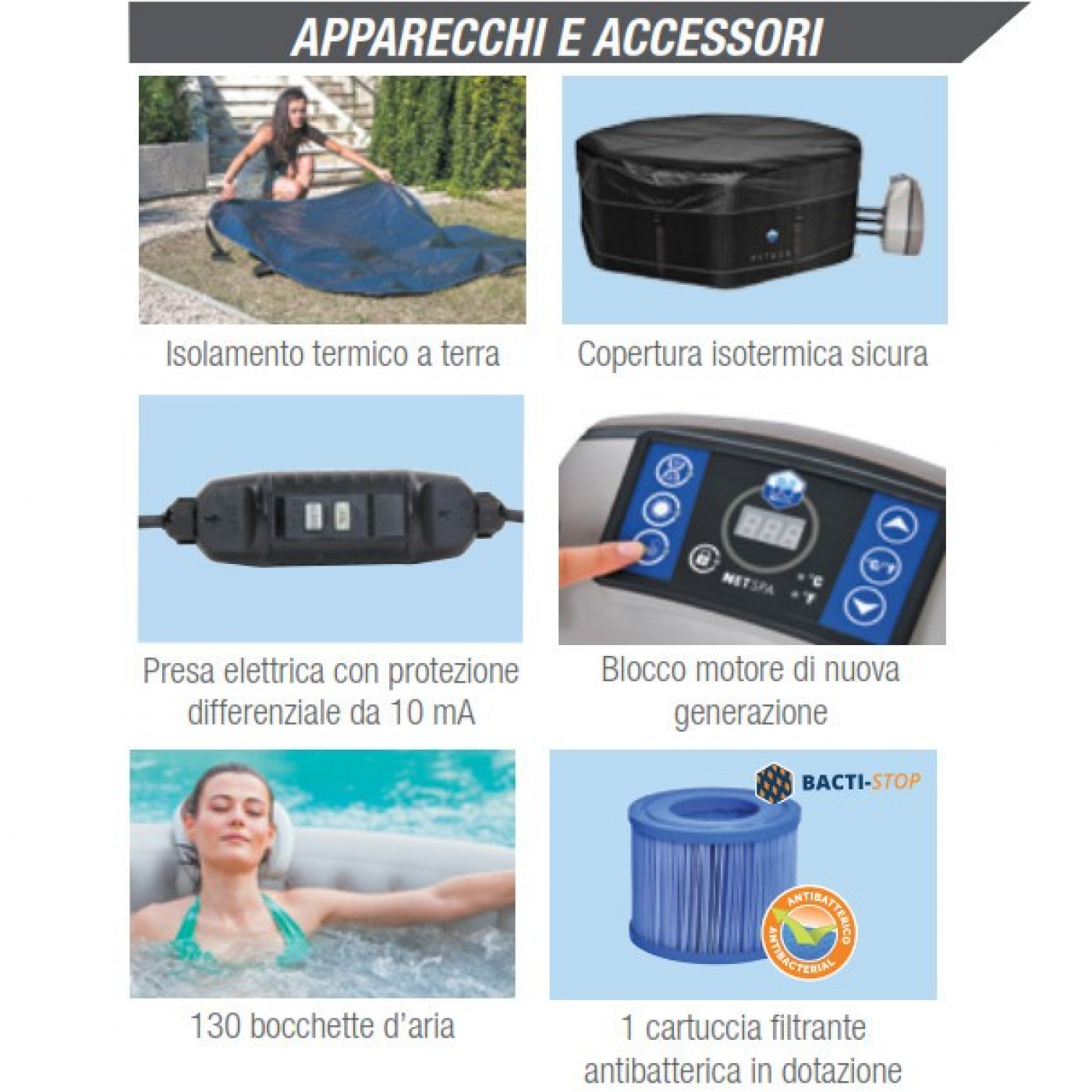 Piscina idromassaggio gonfiabile Python 5/6 Posti da esterno 195x195 Netspa