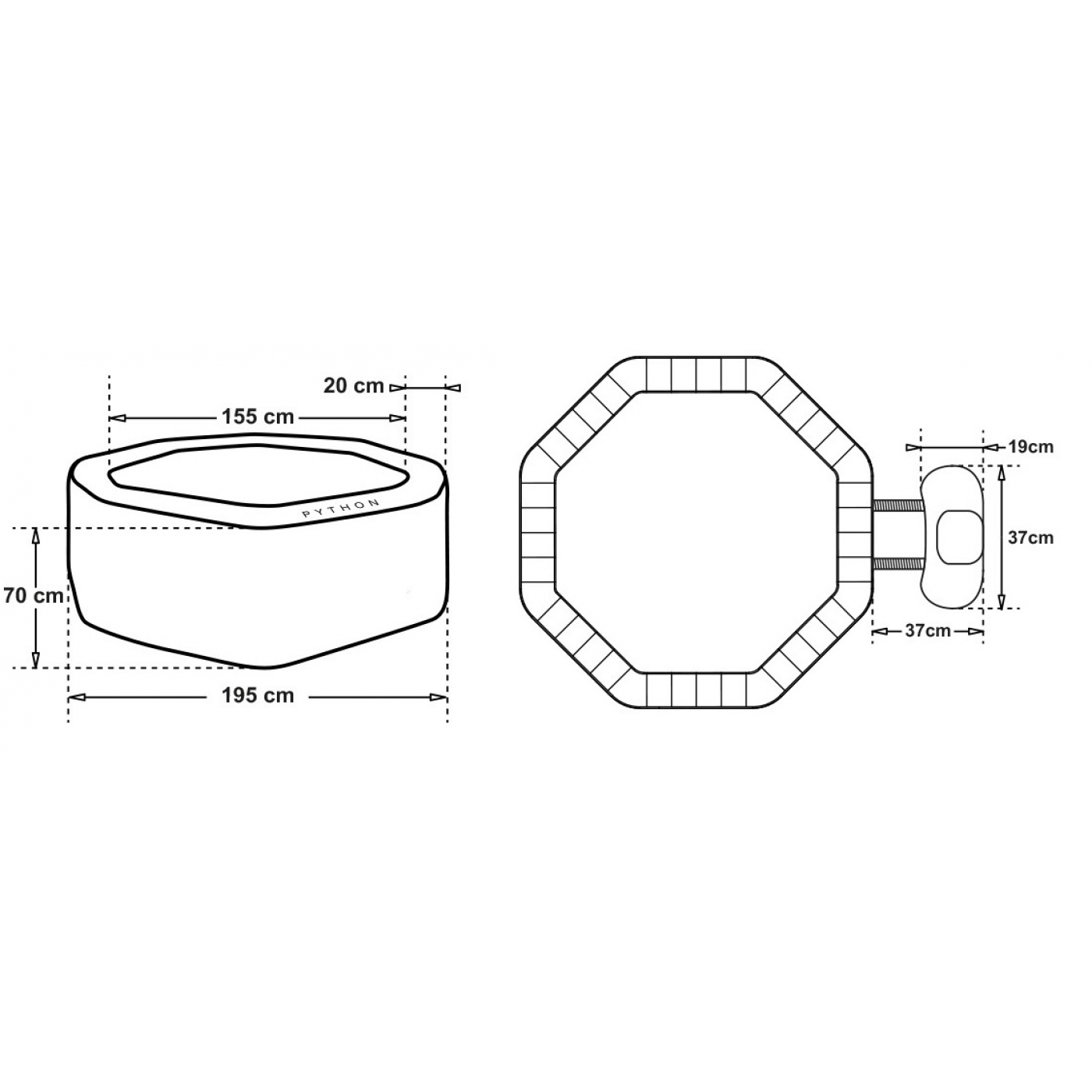 Piscina idromassaggio gonfiabile Python 5/6 Posti da esterno 195x195 Netspa
