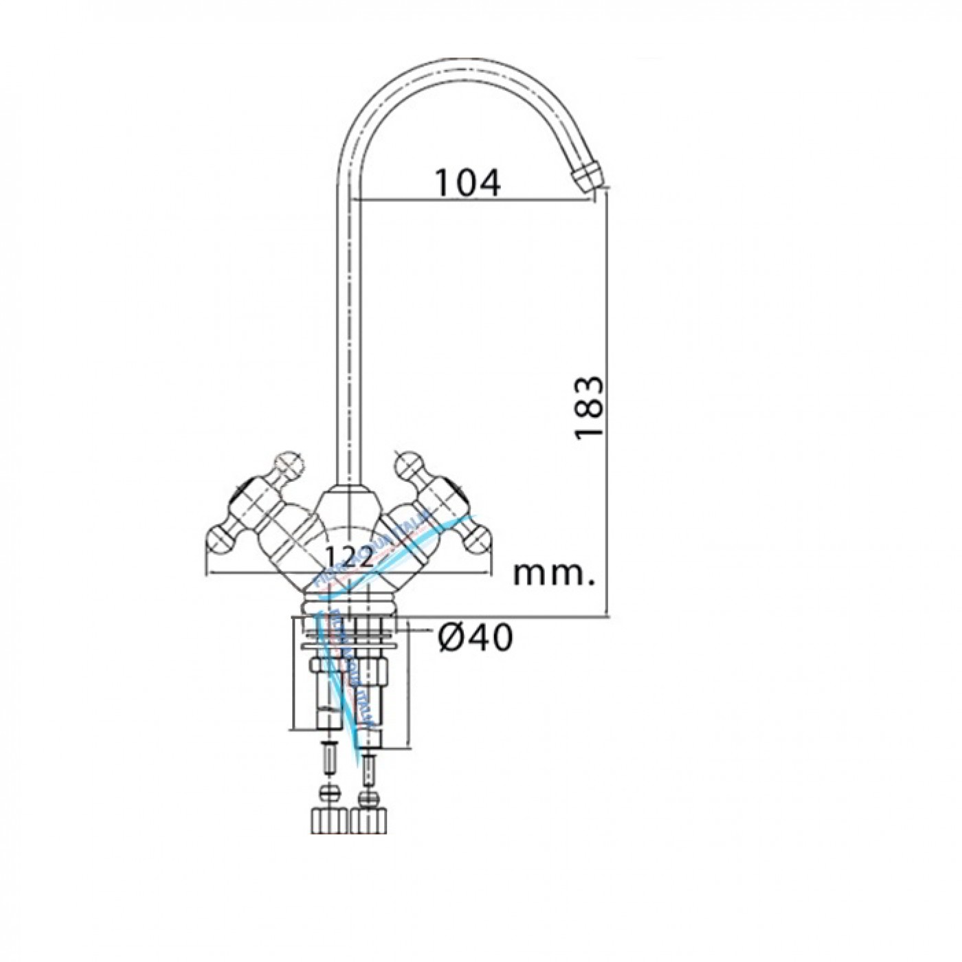 RUBINETTO DUE VIE CON MANOPOLE A STELLA CROMATO